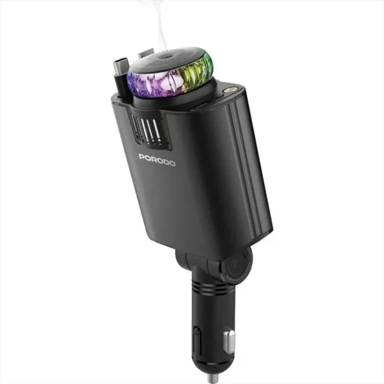 Porodo Aromaglow 120w Fast Car Charger With Aromatherapy Diffuser - Black